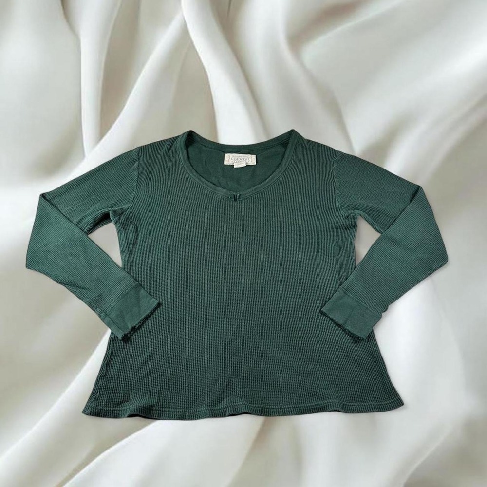 Victoria's Secret Country 90's green waffle knit long sleeve top y2k mcbling